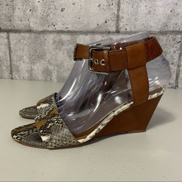 DONALD J pliner paras snakeskin print leather wedge ankle strap sandals - Picture 5 of 14